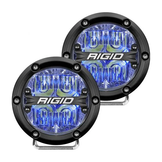 Rigid Industries Rigid 360-Series 4" LED OE Off-Road Fog Light Drive Beam Blue Backlight | Pair