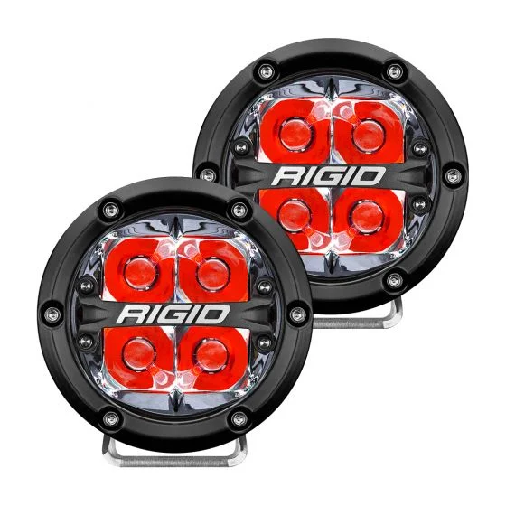 Rigid Industries Rigid 360-Series 4" LED OE Off-Road Fog Light Spot Beam Red Backlight | Pair