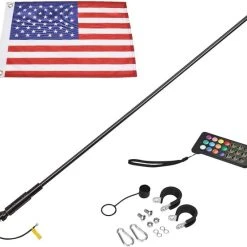 Kemimoto 4FT Black Limited LED Whip Light With RF Remote Control, 366 Colors 2pcs