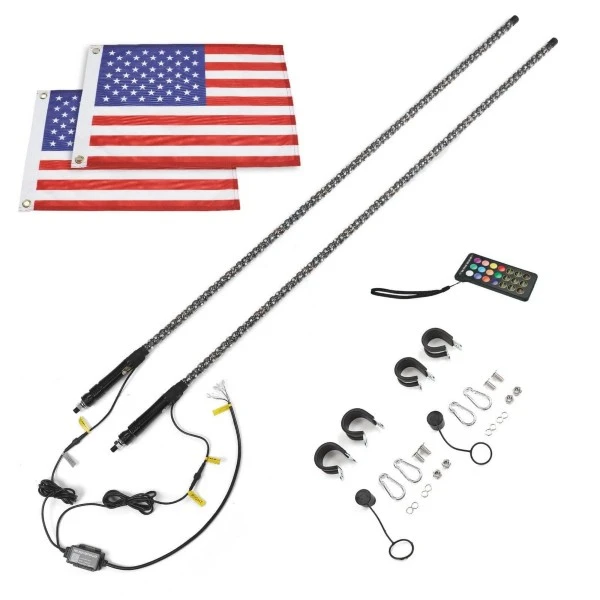 Kemimoto 5FT UTV ATV Spiral Whip Light With RF Remote Control Or Bluetooth Control (2pcs) - Image 9