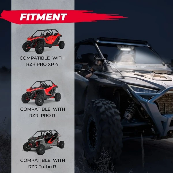 Kemimoto Polaris RZR Pro XP/ Pro R/ Turbo R 2020-2023 Aluminum Rear View Mirror With Light - Image 4