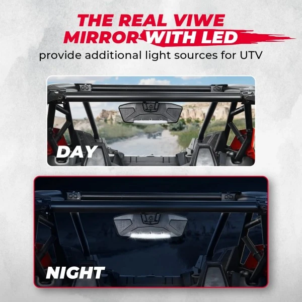 Kemimoto Polaris RZR Pro XP/ Pro R/ Turbo R 2020-2023 Aluminum Rear View Mirror With Light - Image 5