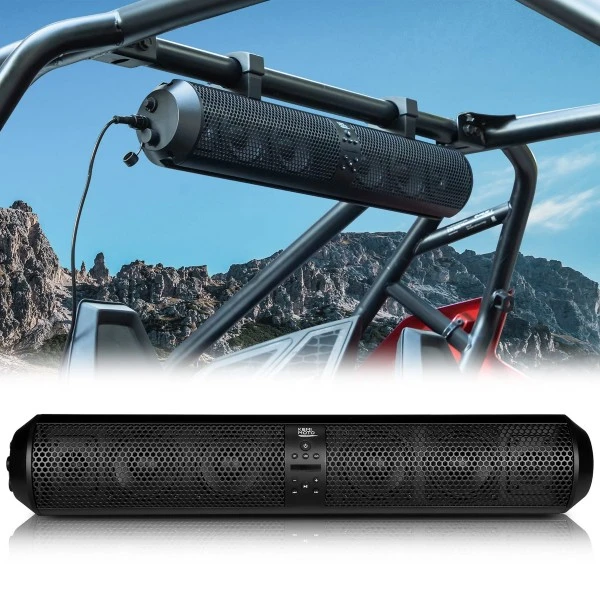 Kemimoto 6 Speaker UTV Bluetooth Sound Bar, 28 Inches Wide, IPX5 Waterproof, Bluetooth, Adapt To 1.56"-2.25" Roll Bar