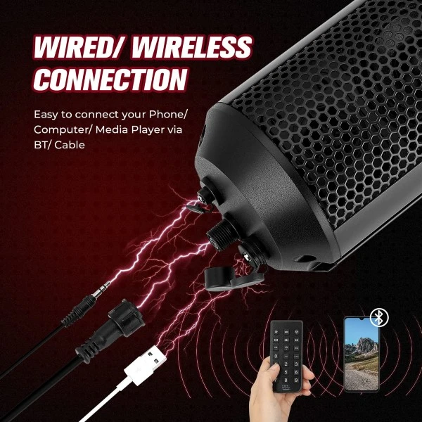 Kemimoto 6 Speaker UTV Bluetooth Sound Bar, 28 Inches Wide, IPX5 Waterproof, Bluetooth, Adapt To 1.56"-2.25" Roll Bar - Image 2