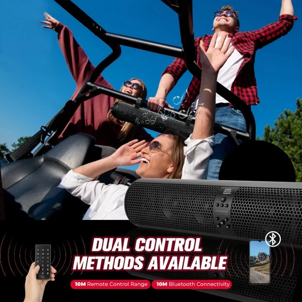 Kemimoto 6 Speaker UTV Bluetooth Sound Bar, 28 Inches Wide, IPX5 Waterproof, Bluetooth, Adapt To 1.56"-2.25" Roll Bar - Image 4