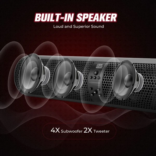 Kemimoto 6 Speaker UTV Bluetooth Sound Bar, 28 Inches Wide, IPX5 Waterproof, Bluetooth, Adapt To 1.56"-2.25" Roll Bar - Image 5
