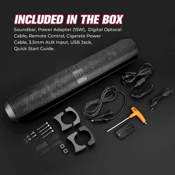 Kemimoto 6 Speaker UTV Bluetooth Sound Bar, 28 Inches Wide, IPX5 Waterproof, Bluetooth, Adapt To 1.56"-2.25" Roll Bar - Image 8