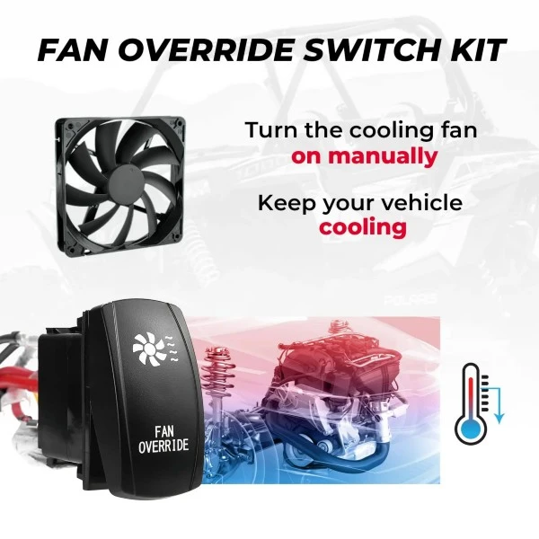 Kemimoto ATV UTV Fan Override Switch Kit With Relay LED Rocker Switch, Engine Cooling Wiring Accessories - Image 2