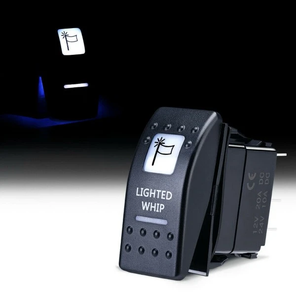 Kemimoto Lighted Whip Illuminated Marine Switch 12V
