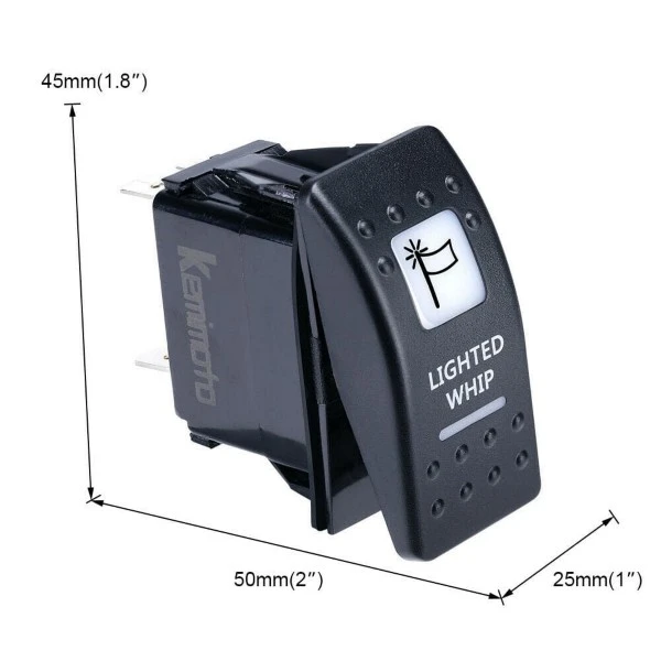 Kemimoto Lighted Whip Illuminated Marine Switch 12V - Image 5