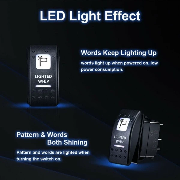 Kemimoto Lighted Whip Illuminated Marine Switch 12V - Image 6