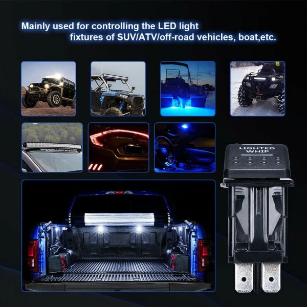 Kemimoto Lighted Whip Illuminated Marine Switch 12V - Image 10