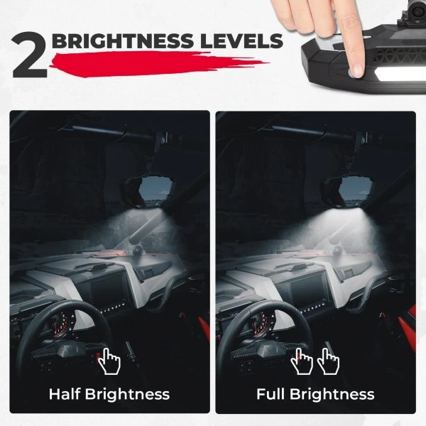 Kemimoto Universal Rearview Mirror W/ Interior Lights - Image 2