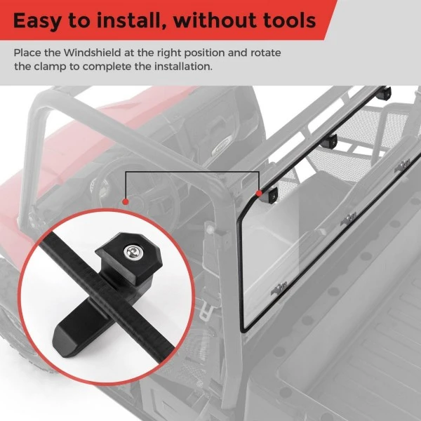 Kemimoto Polaris Ranger 500 / Crew 570 Midsize 570 Rear Windshield - Image 5