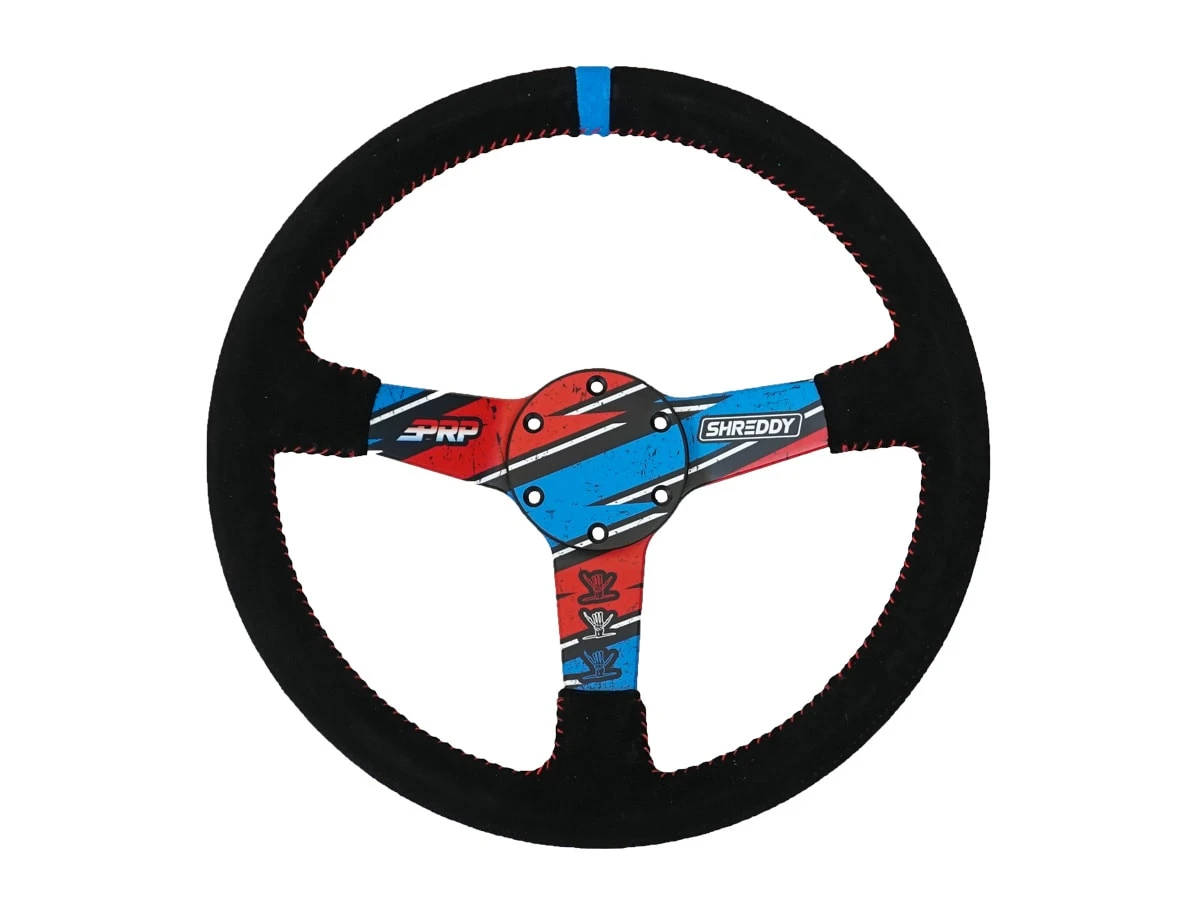 PRP Seats PRP X Shreddy Shred White & Blue Deep Dish Steering Wheel