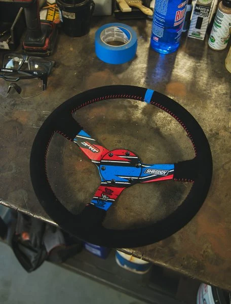 PRP Seats PRP X Shreddy Shred White & Blue Deep Dish Steering Wheel - Image 4