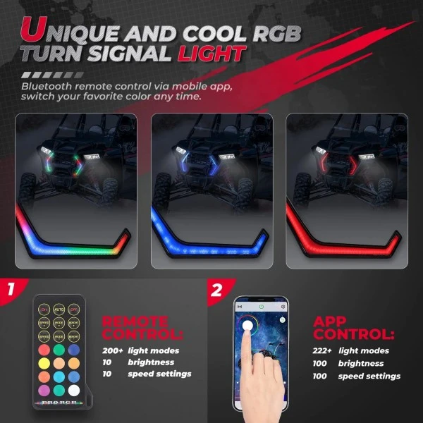 Kemimoto Polaris RZR XP 1000 Turbo (2019-2022) RGB Turn Signal Lights - Image 2