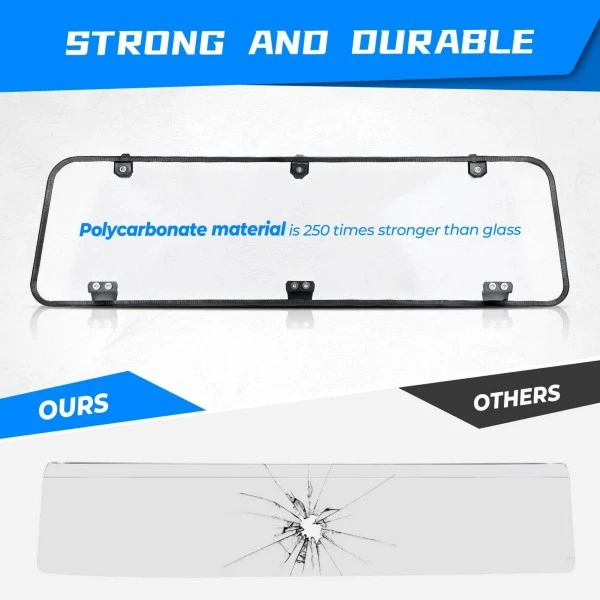 Kemimoto Polaris General 1000 / 4 2016-2023 UTV Rear Window Windshield Clear - Image 4