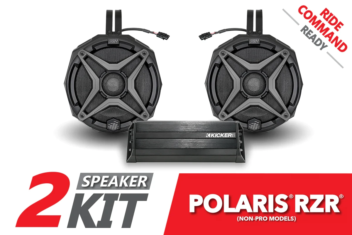 SSV Works 2-Speaker Cage-Mounted Plug-&-Play System For Ride Command - 2019-2022 Polaris RZR