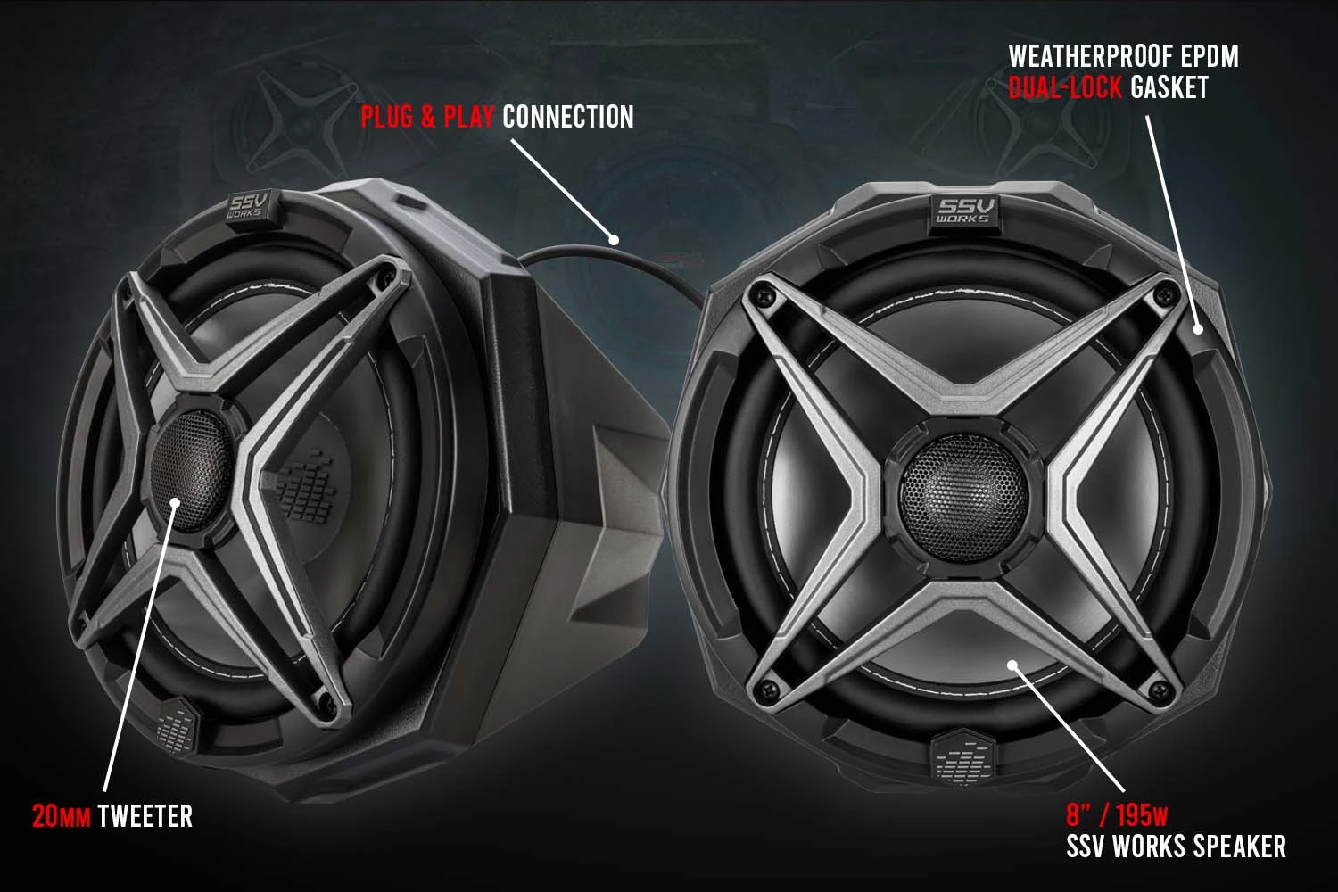 SSV Works Phase X SSV 5-Speaker Plug-&-Play System For Ride Command - 2014-2023 Polaris RZR - Image 3