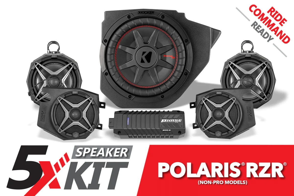 SSV Works Phase X SSV 5-Speaker Plug-&-Play System For Ride Command - 2014-2023 Polaris RZR