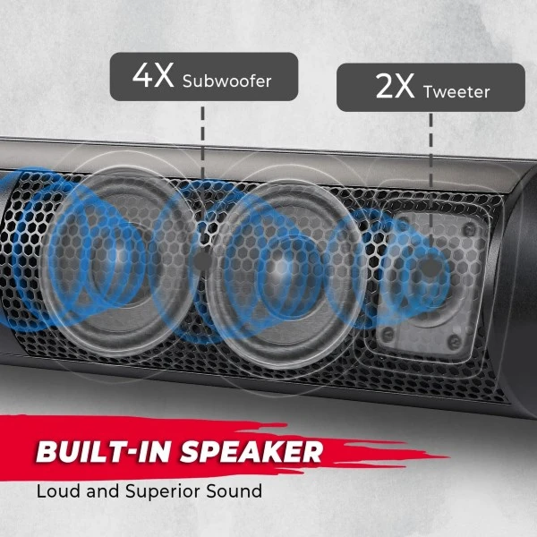 Kemimoto Univarasal UTV 28" Soundbar - 2X Tweeters/ 4X Subwoofers/ Waterproof/ Bluetooth - Image 5