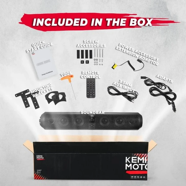 Kemimoto Univarasal UTV 28" Soundbar - 2X Tweeters/ 4X Subwoofers/ Waterproof/ Bluetooth - Image 6