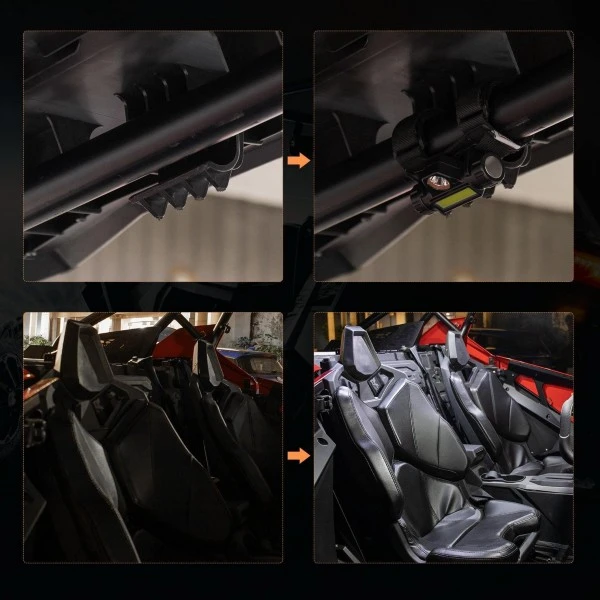 Kemimoto Universal UTV Roll Bar Cage Mount Interior Lights 1.25''-2.0'' - Image 7