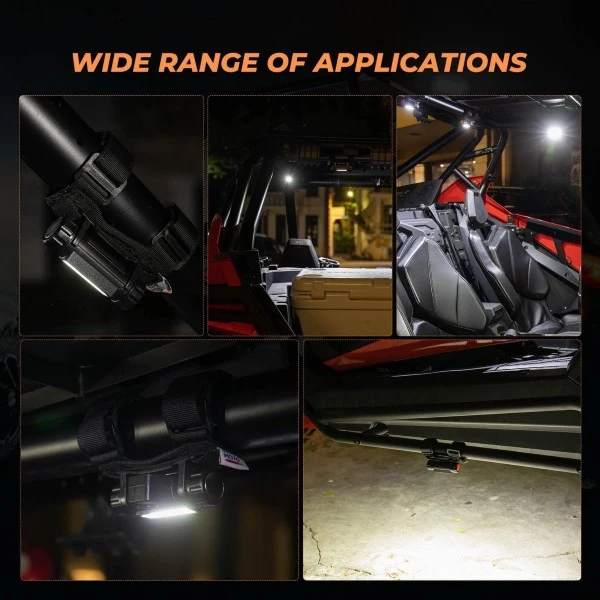 Kemimoto Universal UTV Roll Bar Cage Mount Interior Lights 1.25''-2.0'' - Image 8