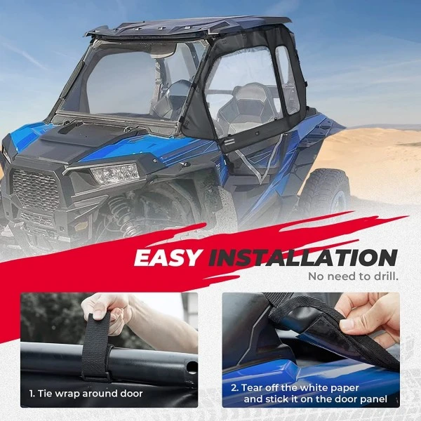 Kemimoto Polaris RZR XP 1000/ Turbo 2014+ Soft Door, Upper Windows Water-resistant - Image 2