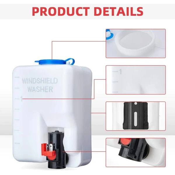 Kemimoto 1.5L Universal Car Windshield Washer Pump Reservoir Bottle Kit - Image 7