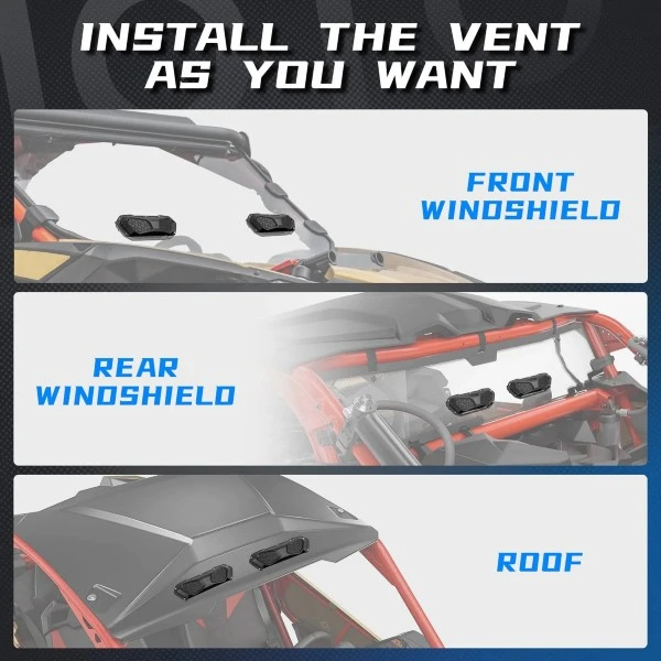 Kemimoto UTV Windshield Vent Kit Fits Polycarbonate Windshield - Image 3