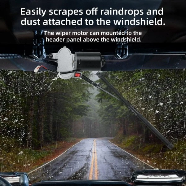 Kemimoto Universal 12V Electric Windshield Wiper Washer Kit 16" - Image 5