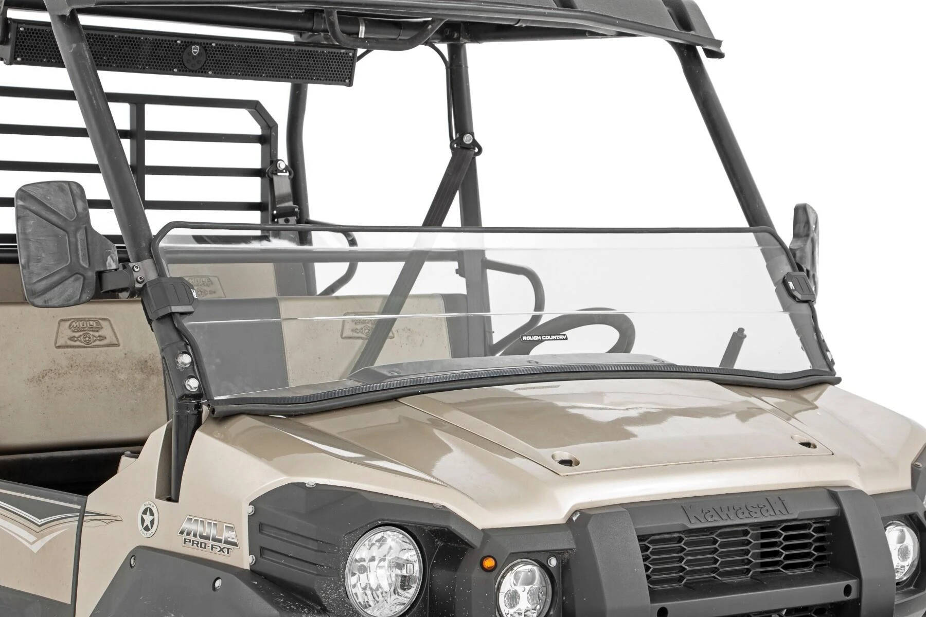 Rough Country '16-'22 Kawasaki Mule Pro DX/Pro DXT Scratch Resistant Half Windshield - Image 5
