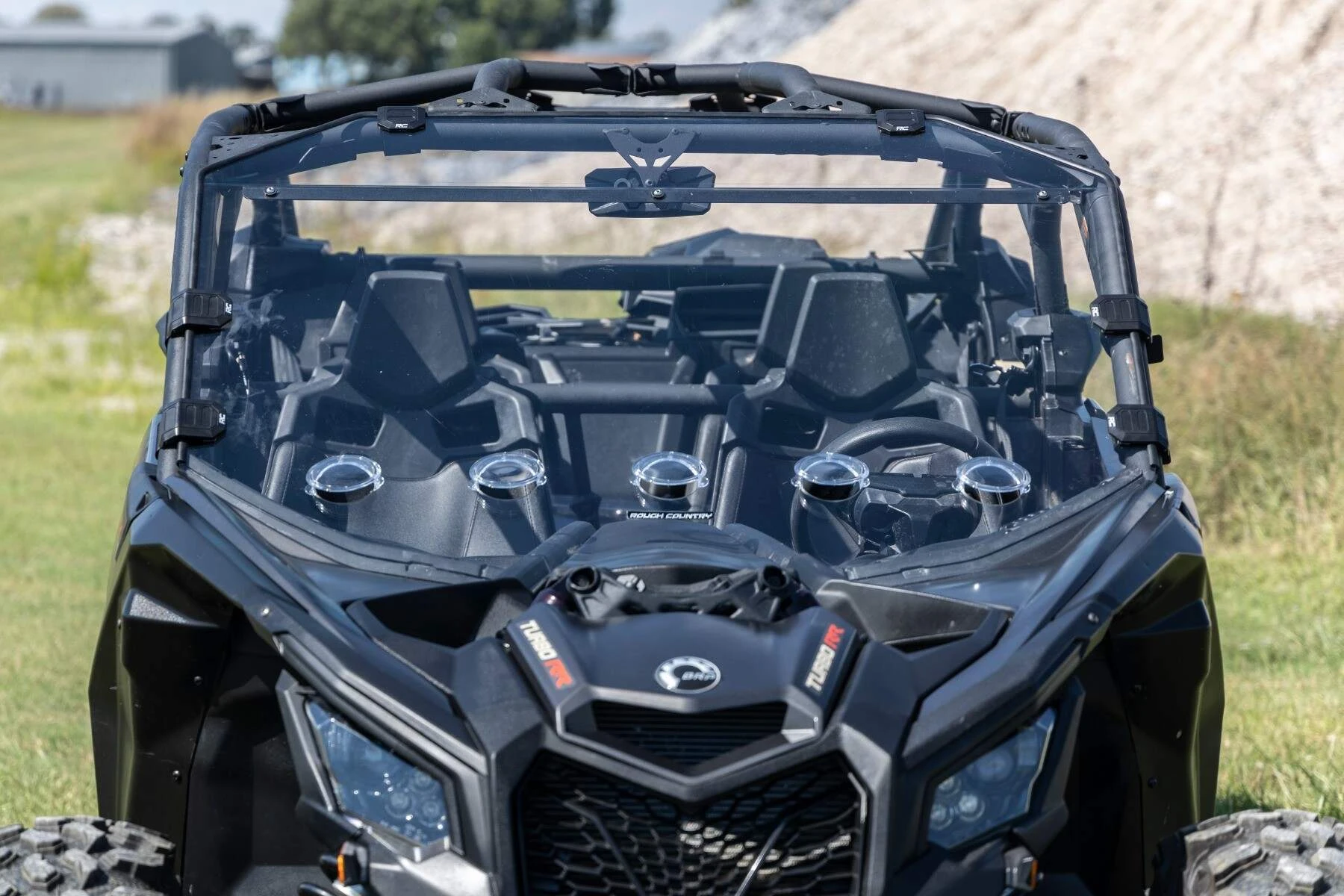 Rough Country '17-'22 Can-Am Maverick X3 Scratch Resistant Vented Full Windshield - Image 4