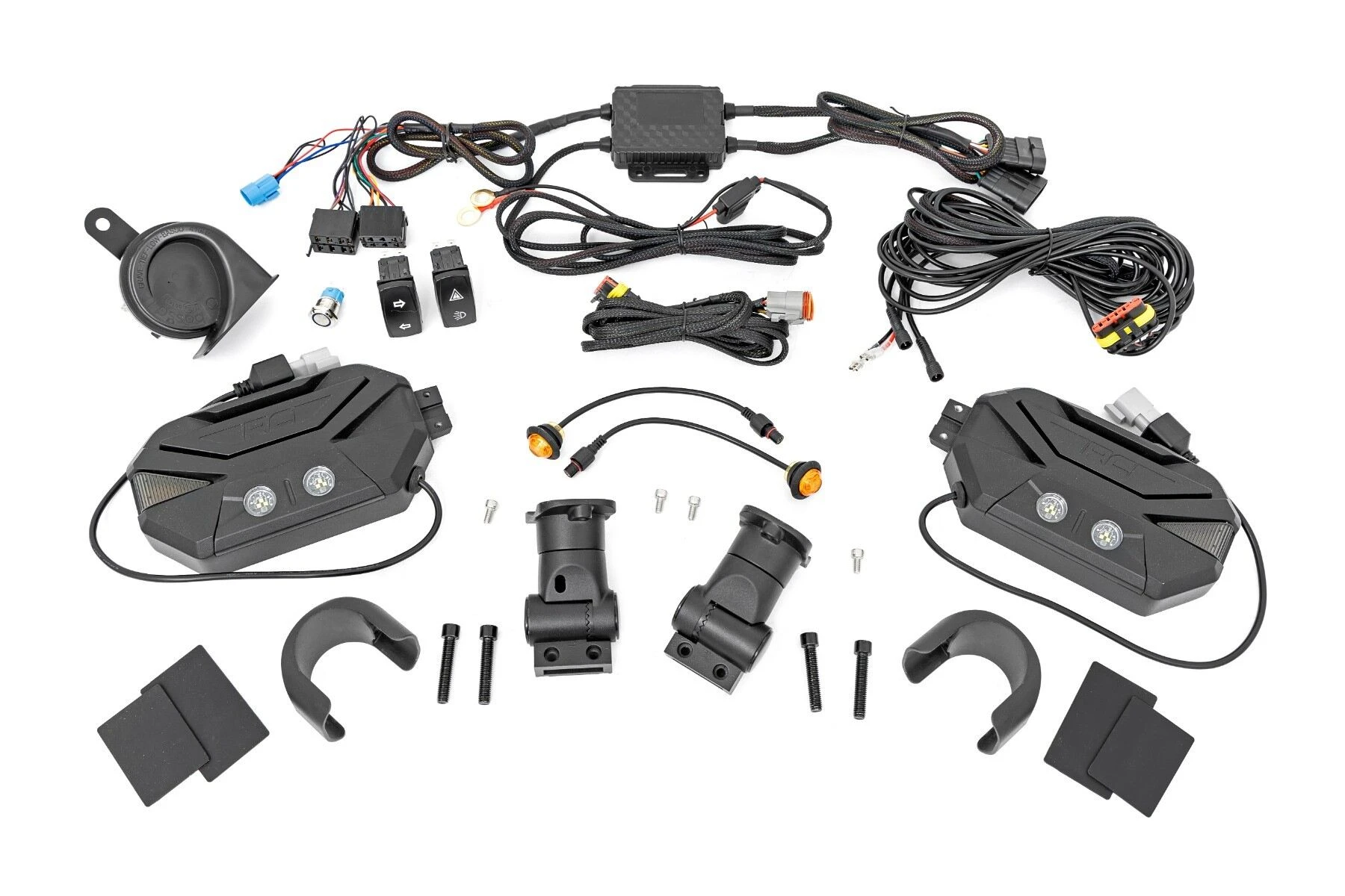 Rough Country Universal UTV Aluminum Side Mirrors /Blinker /Horn Kit