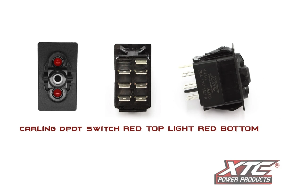 XTC Power Products XTC Carling Contura V DPDT Switch With Red LED's (ON-OFF-ON)