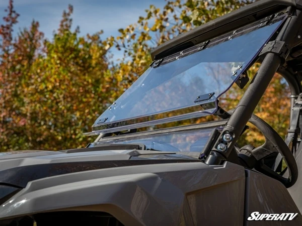 SuperATV Yamaha Wolverine Rmax Scratch Resistant Flip Windshield 6 SuperATV Yamaha Wolverine Rmax Scratch Resistant Flip Windshield - Image 6